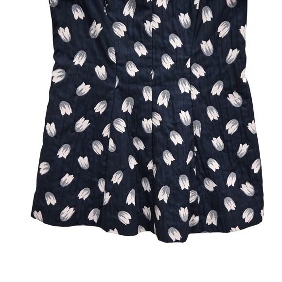 Lela Rose Navy Blue Textured Jacquard Spring Floral Top Size 8 - Picture 4 of 13